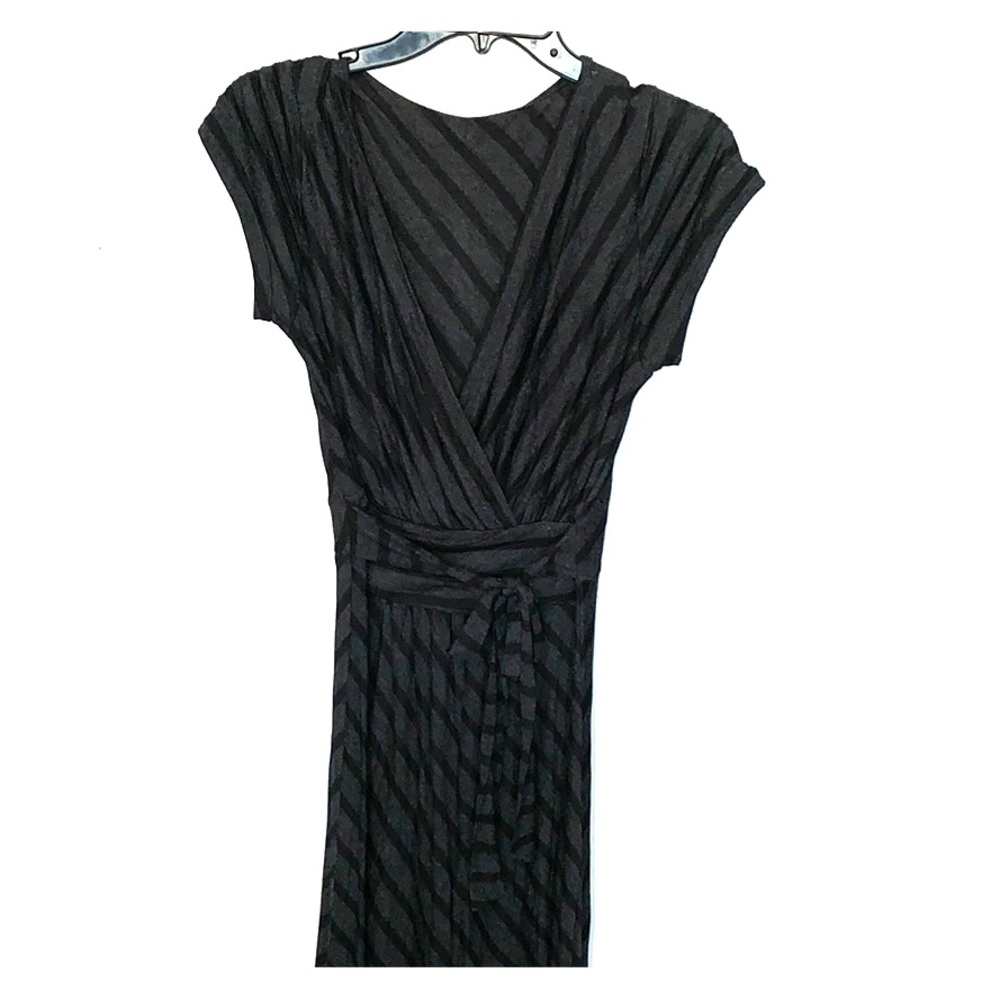Striped Faux Wrap Jersey Dress
